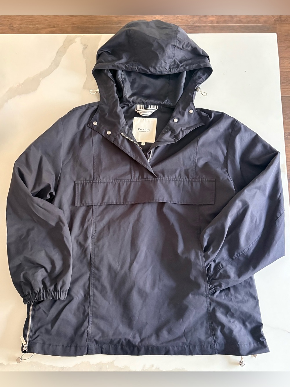 Part Two  Women's Hooded Anorak Jacket - Navy Sz 36. Fits Large